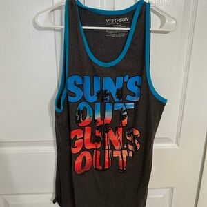 Fifth Sun Dark Gray Tank with Blue Trim men’s medium